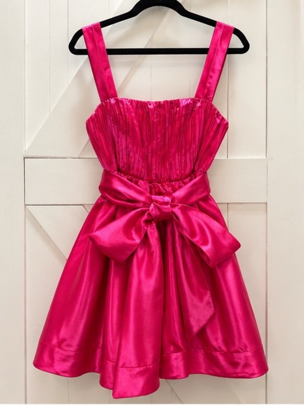 Maeve Anthropologie Hot Pink Satin Bow Party Dress Size 6